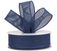 AVANAVA Navy Burlap Ribbon 38mm Wired Edge Ribbon for Crafts, Wreath, Bow Making, Gift Wrapping, Christmas Tree Decoration and Home Decoration - 18 Meters/roll