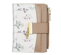 Avando Wallets for Women- RFID Blocking- Soft PU Leather Bifold Coin Zipper Pocket Purse-Small flower wallet Credit Card Holder with ID Window, Khaki, 5 x 4 x 0.5 inches, Small Wallets Woman