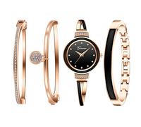 Avaner Bangle Watch and Bracelet Set, 4 Pcs Wrist Watch Bracelet Set Elegante Watch for Women
