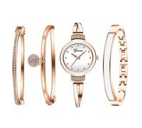 Avaner Bangle Watch and Bracelet Set, 4 Pcs Wrist Watch Bracelet Set Elegante Watch for Women
