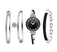 Avaner Bangle Watch and Bracelet Set, 4 Pcs Wrist Watch Bracelet Set Elegante Watch for Women