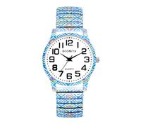 Avaner Elastic Strap Wristwatch, Big Number Analog Quartz Bracelet Watch, Printed Band Bangle Watch for Women