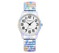 Avaner Elastic Strap Wristwatch, Big Number Analog Quartz Bracelet Watch, Printed Band Bangle Watch for Women