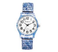 Avaner Elastic Strap Wristwatch, Big Number Analog Quartz Bracelet Watch, Printed Band Bangle Watch for Women
