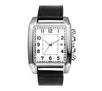 Avaner Men's Leather Square Watch, Oversize Rectangluar Watch, Vintage Analog Quartz Wrist Watch with Date Calendar Window