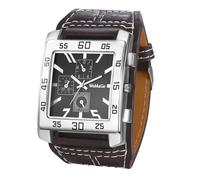 Avaner Men's Leather Square Watches: Steampunk Oversize Large Dial Big Face Wide Band Wrist Watch