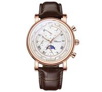 Avaner Men's Leather Strap Watches: Analog Quartz Classic Wrist Watches with Three-Eye Dials and Date