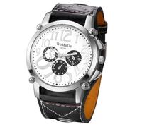 Avaner Men's Oversize Steampunk Watches: Retro Wide Band Analog Quartz Leather Strap Big Face Large Dial Wrist Watch, Black Strap White Dial, casual