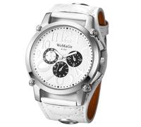 Avaner Men's Oversize Steampunk Watches: Retro Wide Band Analog Quartz Leather Strap Big Face Large Dial Wrist Watch, White Strap White Dial, casual