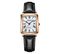 Avaner Mens Square Watch, Vintage Leather Cuff Watch, Roman Numeral Analog Quartz Wristwatch, Leather Strap Classic Retro Watch with Auto Calendar Window