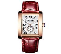 Avaner Mens Square Watch, Vintage Leather Cuff Watch, Roman Numeral Analog Quartz Wristwatch, Leather Strap Classic Retro Watch with Auto Calendar Window