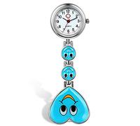 Avaner Nurse Watch Heart Shape Smile Face Clip On Fob Watch Candy Color Clasp Lapel Watch Hanging Pocket Watch for Women (6 Colors)