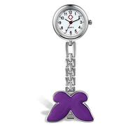 Avaner Nurse Watch Heart Shape Smile Face Clip On Fob Watch Candy Color Clasp Lapel Watch Hanging Pocket Watch for Women (6 Colors)