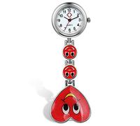 Avaner Nurse Watch Heart Shape Smile Face Clip On Fob Watch Candy Color Clasp Lapel Watch Hanging Pocket Watch for Women (6 Colors)
