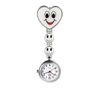 Avaner Nurse Watch Heart Shape Smile Face Nurse Clip On Fob Watch Cute Candy Color Clasp Lapel Pin Watch Brooch Hanging Pocket Watch for Women (3 Colors) (White)