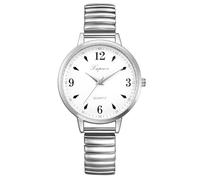 Avaner Women's Elastic Strap Watches: Stretch Band Easy Reader Bracelet Analog Quartz Bangle Wrist Watches for Women Ladies, Silver, casual
