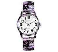 Avaner Women's Elastic Wrist Watches: Boho Printed Stretch Strap Big Number Analog Quartz Easy Reader Bracelet Bangle Watch