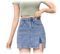 Avanise Bloomy Jean Skorts,Bloomy Skorts,Womens Mini Denim Skirt,Women's High Waisted Stretchy Denim Mini Skirt, Casual Side Split with Button Front (Blue,M)