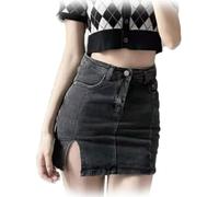 Avanise Bloomy Jean Skorts,Bloomy Skorts,Womens Mini Denim Skirt,Women's High Waisted Stretchy Denim Mini Skirt, Casual Side Split with Button Front (Gray,XL)