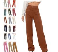 Avanise Decalori Flexipants - Women's Casual High Waist Stretch Pants,High Waisted Elastic Casual Pants,Straight Leg Pants,Straight Leg Flexipants Women (Coffee,L)