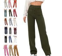 Avanise Decalori Flexipants - Women's Casual High Waist Stretch Pants,High Waisted Elastic Casual Pants,Straight Leg Pants,Straight Leg Flexipants Women (Army Green,M)