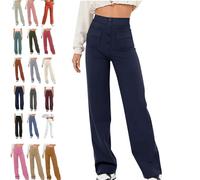 Avanise Decalori Flexipants - Women's Casual High Waist Stretch Pants,High Waisted Elastic Casual Pants,Straight Leg Pants,Straight Leg Flexipants Women (Navy Blue,L)