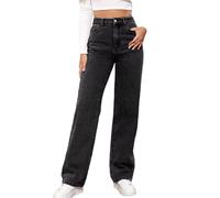 Avanise High Waist Jeans with Straight Leg-Yasmi,Wide Leg Jeans Woman,Women's Straight Leg Jeans,High Waisted Stretchy Wide Leg Denim Pants with Patch Pockets (gray,M)