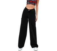 Avanise High Waist Jeans with Straight Leg-Yasmi,Wide Leg Jeans Woman,Women's Straight Leg Jeans,High Waisted Stretchy Wide Leg Denim Pants with Patch Pockets (black,XL)