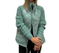 Avanise Late Autumn/Early Winter Women's Knit Patchwork Puffy Jacket,Women's Lightweight Diamond Quilted Jacket,Patchwork Lightweight Padded Puffy Coat (green,2XL)
