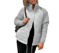 Avanise Late Autumn/Early Winter Women's Knit Patchwork Puffy Jacket,Women's Lightweight Diamond Quilted Jacket,Patchwork Lightweight Padded Puffy Coat (gray,L)