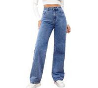 Avanise High Waist Jeans with Straight Leg-Yasmi,Wide Leg Jeans Woman,Women's Straight Leg Jeans,High Waisted Stretchy Wide Leg Denim Pants with Patch Pockets (light blue,2XL)