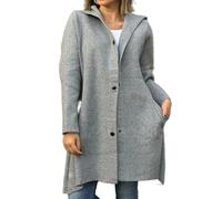 Avanise Women's Single-Breasted Hooded Jacket,Casual Single Breasted Hooded Jacket,2024 Pea Coat Single Breasted Long Coats,Plus Size Button Down Hooded Outwear (Grey,M)