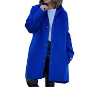 Avanise Women's Single-Breasted Hooded Jacket,Casual Single Breasted Hooded Jacket,2024 Pea Coat Single Breasted Long Coats,Plus Size Button Down Hooded Outwear (Blue,2XL)