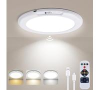 AVANLO Rechargeable Ceiling Light with Remote, 7.5Inch/19cm | Wireless Motion Sensor Lights Indoor, 3 Color, Magnetic Battery Operated Ceiling Lamp for Bath, Loft, Stairs, Garage