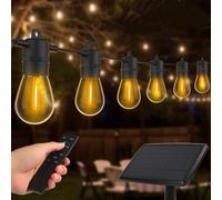 AVANLO Solar String Lights with Remote, 9M/29.5FT Outdoor Garden Festoon Lights with 10+1 Bulbs for Wedding Patio Cafe, Indoor & Outdoor Party
