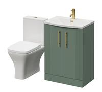 Avant 2 Door Vanity Unit and Kingston Toilet Suite with Arc Basin | Satin Green | MDF | 600mm