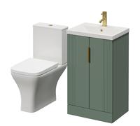 Avant 2 Door Vanity Unit and Kingston Toilet Suite with Glide Basin | Satin Green | MDF | 500mm