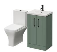 Avant 2 Door Vanity Unit and Kingston Toilet Suite with Glide Basin | Satin Green | MDF | 500mm