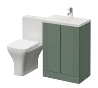Avant 2 Door Vanity Unit and Kingston Toilet Suite with Glide Basin | Satin Green | MDF | 600mm