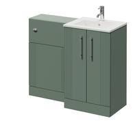 Avant 2 Door Vanity Unit and Toilet Suite with Angel Basin | Satin Green | MDF | 1000mm