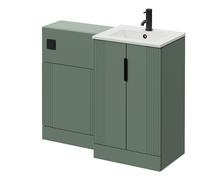 Avant 2 Door Vanity Unit and Toilet Suite with Angel Basin | Satin Green | MDF | 1000mm