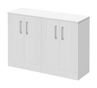 Avant Floor Standing Vanity Unit for Countertop Basins and 4 Doors with Polished Chrome Handles | Satin White | MDF | 1200mm