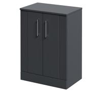 Avant Floor Standing Vanity Unit for Countertop Basins with 2 Doors and Polished Chrome Handles | Satin Anthracite | MDF | 600mm