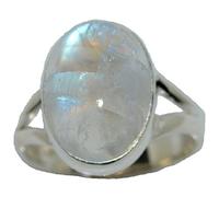 Avant Gems Rainbow Moonstone 925 Sterling Silver Ring; Solitaire Natural Gemstone Handmade Jewellery Gifts (O)