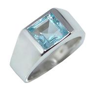 Avant Gems Sterling Silver Blue Topaz Mens Signet Ring, 925 Band Authentic Gemstone Gents Jewellery (W)