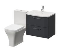 Avant Wall Mounted 2 Drawer Vanity Unit and Kingston Toilet Suite with Arc Basin | Satin Anthracite | MDF | 600mm