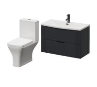 Avant Wall Mounted 2 Drawer Vanity Unit and Kingston Toilet Suite with Arc Basin | Satin Anthracite | MDF | 800mm