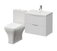 Avant Wall Mounted 2 Drawer Vanity Unit and Kingston Toilet Suite with Arc Basin | Satin White | MDF | 600mm