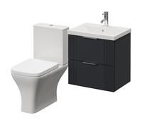 Avant Wall Mounted 2 Drawer Vanity Unit and Kingston Toilet Suite with Glide Basin | Satin Anthracite | MDF | 500mm