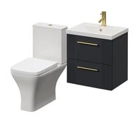 Avant Wall Mounted 2 Drawer Vanity Unit and Kingston Toilet Suite with Glide Basin | Satin Anthracite | MDF | 500mm